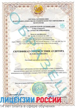 Образец сертификата соответствия аудитора №ST.RU.EXP.00014299-1 Переславль-Залесский Сертификат ISO 14001